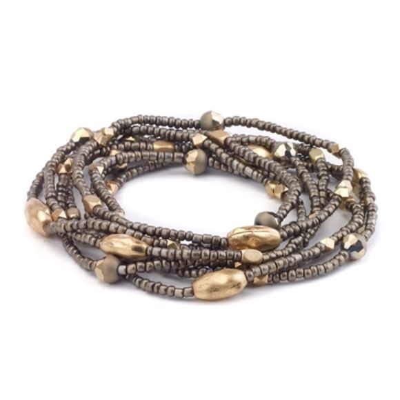 Golden beaded elastic bracelet