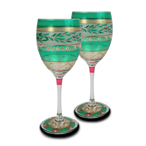Green Moroccan Inspired Wine Glass