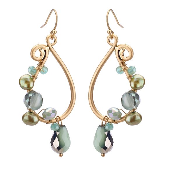 Multi-stone mint hook earrings