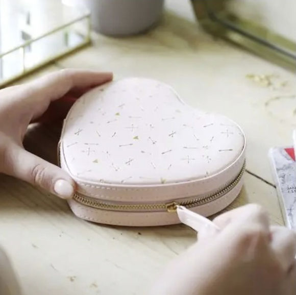 Pink Heart Travel Jewellery Box