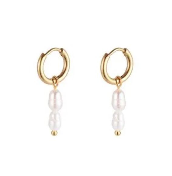 Gold Plated Pearl Hoops