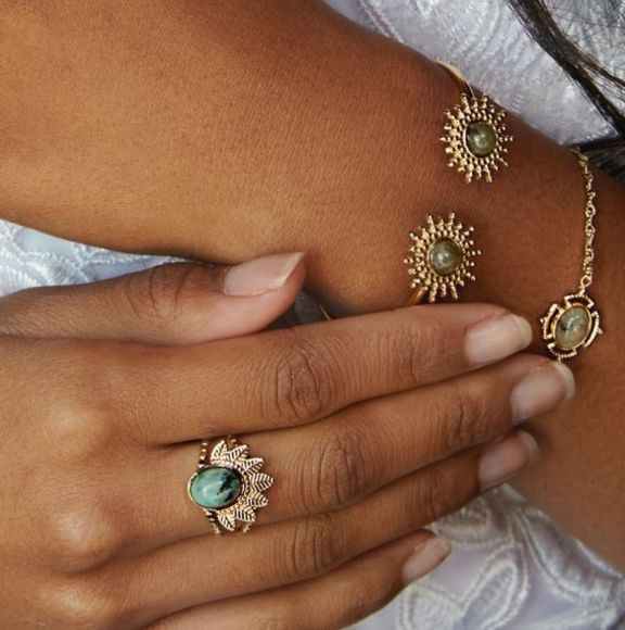 Gold Plated Natural Stone Ring