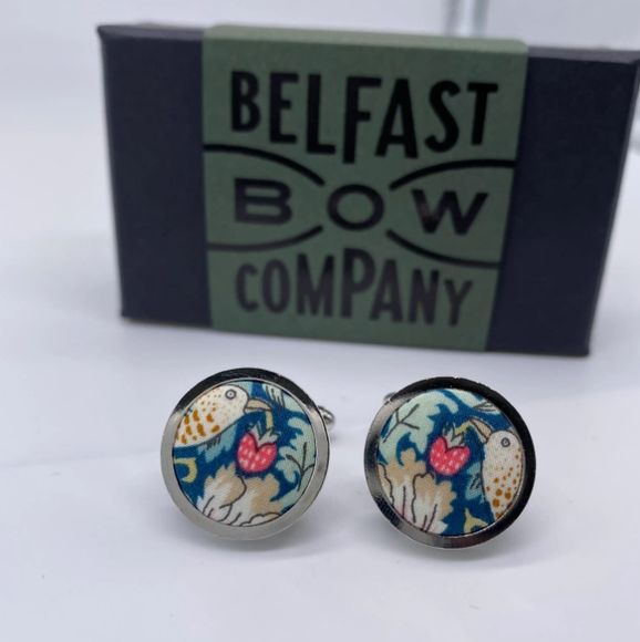 Blue Floral Bird Cufflinks
