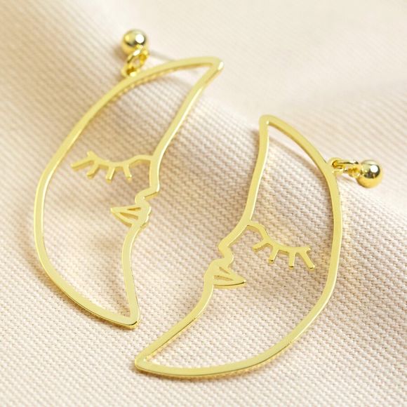 Gold Plated Crescent Moon Earrings